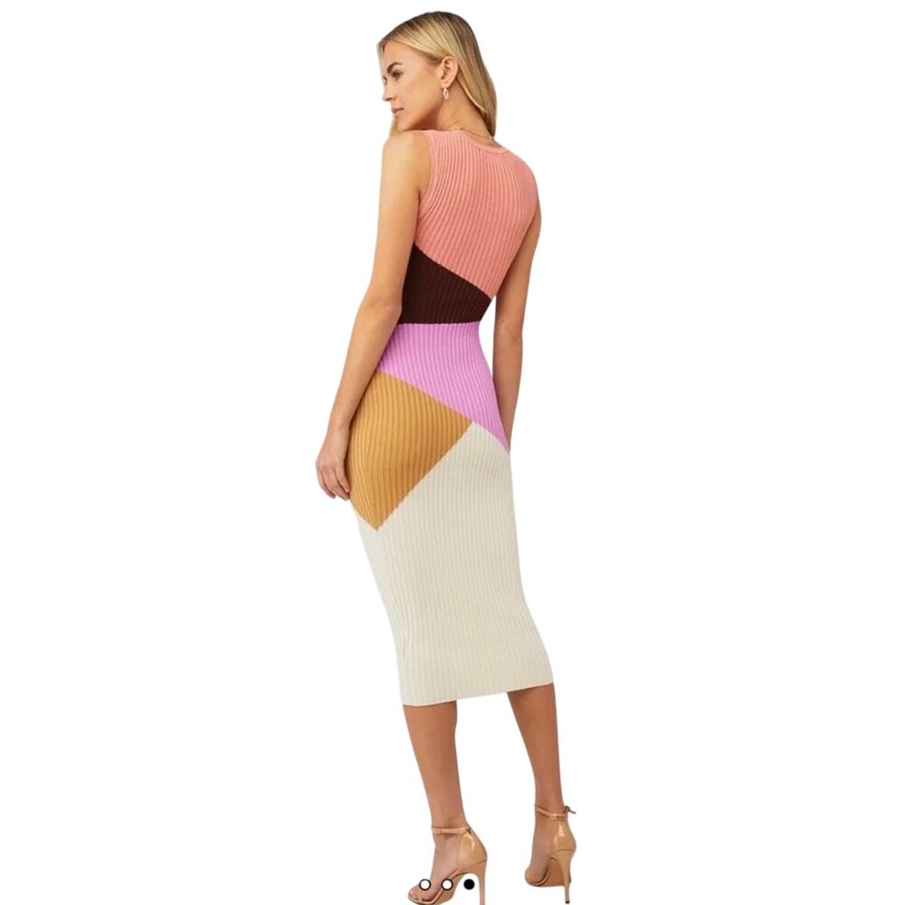 MINKPINK Evie Colorblock Rib Knit Midi Dress Medium - Picture 9 of 9